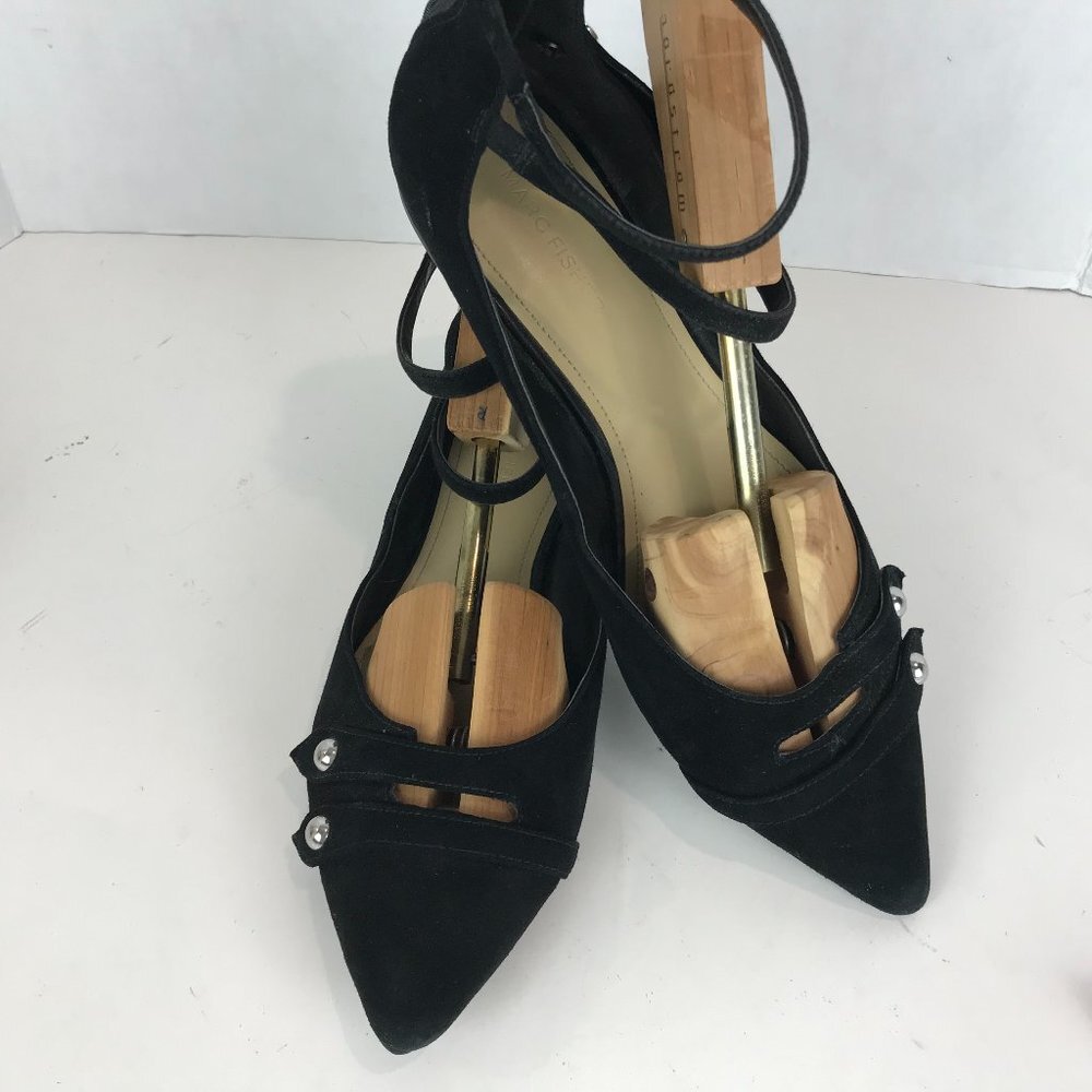 Marc Fisher Black Suede strappy flat Size US 10